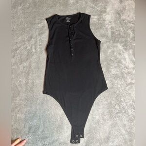 American Eagle Outfitters Black Henley Bodysuit
